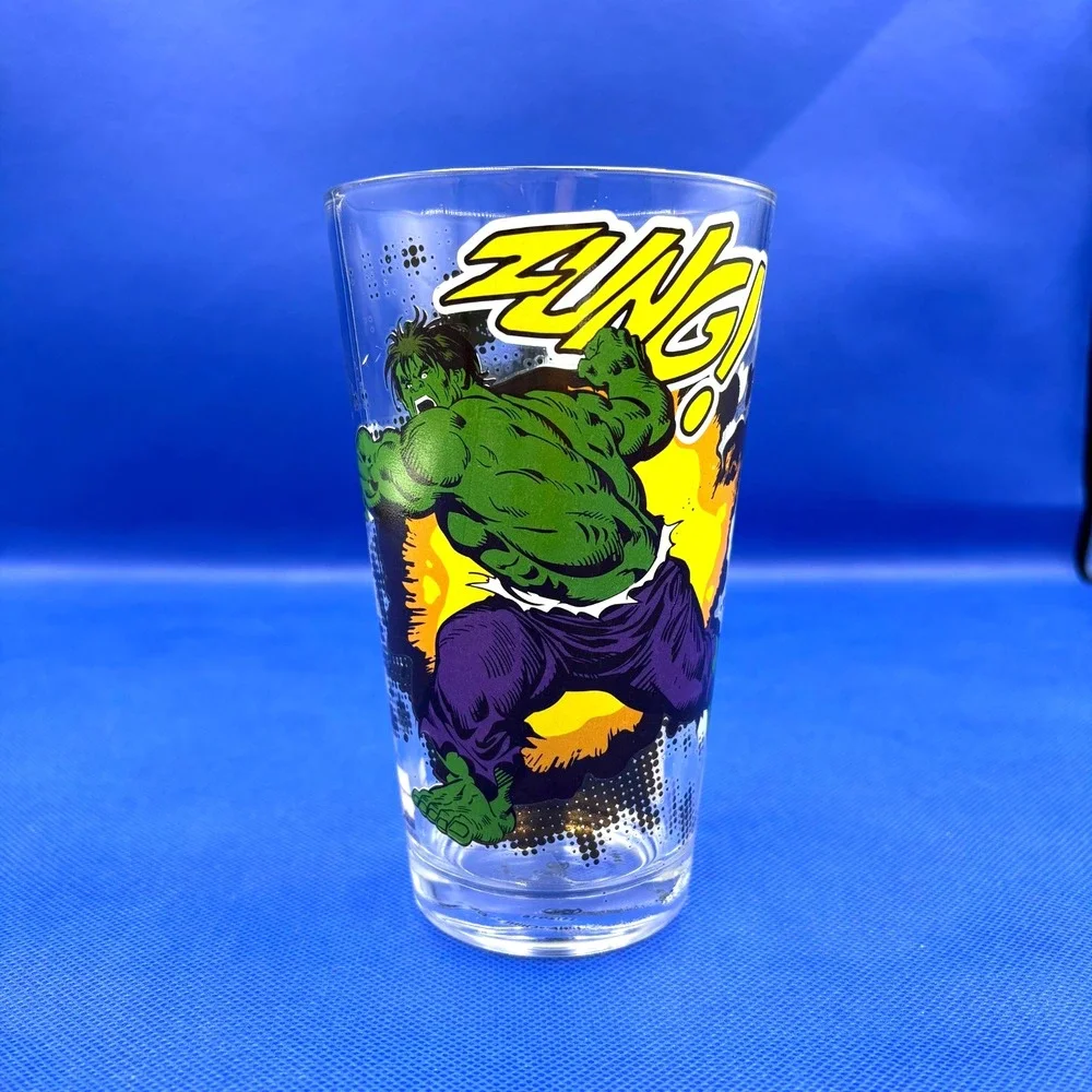 Marvel Comics Drinking Glass, Hulk/Captain America/Thor/Iron Man 16 oz, Set of 2